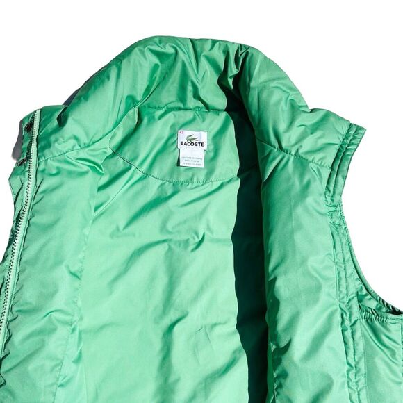 Lacoste Puffer Vest Green Sz 42 Zip Pockets Full Zip Collar Outdoor Casual - Picture 8 of 9